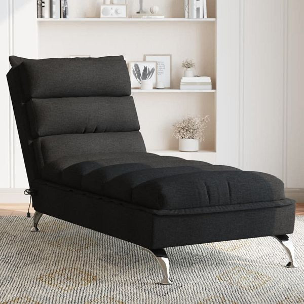 vidaXL Massage-Chaiselongue mit Kissen Schwarz Stoff, 379477