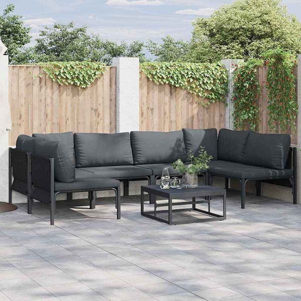vidaXL Garten-Sofa-Set 7-teilig Anthrazit Stahl, 3378979