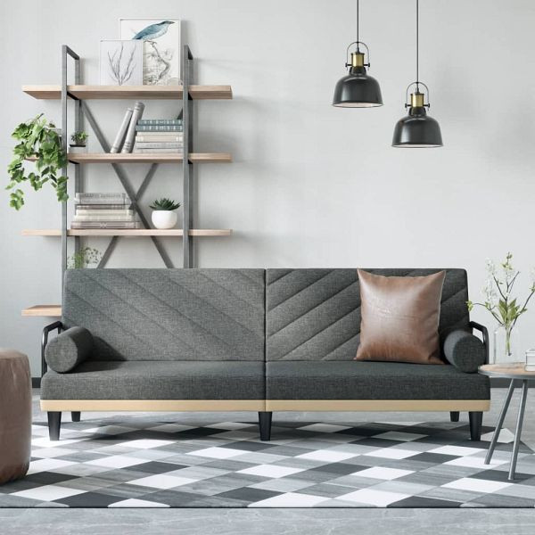 vidaXL Schlafsofa mit Armlehnen Dunkelgrau Stoff, 351932