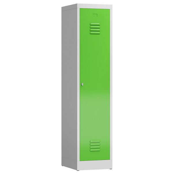 Lüllmann ClassiX Garderobenschrank, 1 Abteil mit S/W-Trennung, 1800 x 415 x 500 mm, lichtgrau/gelbgrün, X-515115