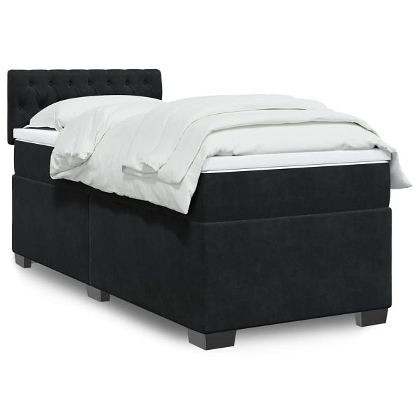 vidaXL Boxspringbett mit Matratze Schwarz 90x190 cm Samt, 3286194
