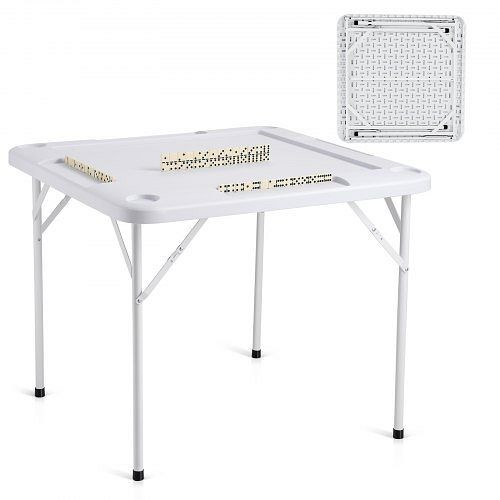 VEVOR Mahjong-Tisch für 4 Spieler mit 4 Getränkehaltern & 4 Chip-Fächern, mit 1 Satz Dominosteine für Mahjong-Poker-Puzzles, SDMJZBSDMNGPT73ZQV0