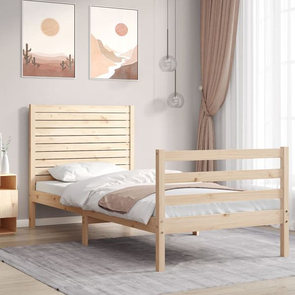vidaXL Massivholzbett mit Kopfteil, Top-Qualität, 3194986