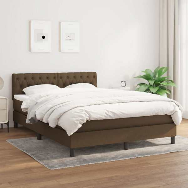 vidaXL Boxspringbett mit Matratze Dunkelbraun 140x200 cm Stoff, 3140300