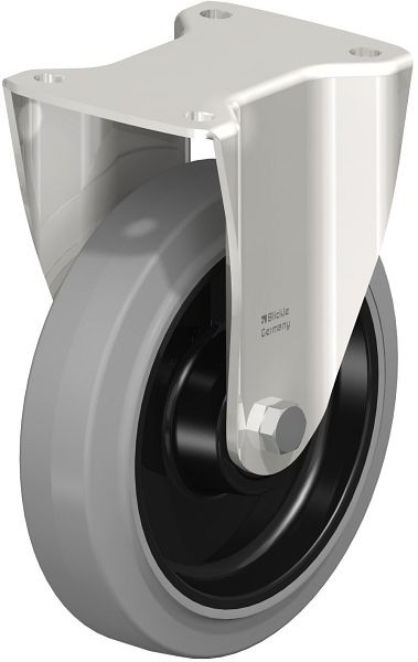 Blickle BKX-POEV 200KD-SG Edelstahl-Schwerlast-Bockrolle mit Anschraubplatte, Elastik-Vollgummi, Grau, 737722