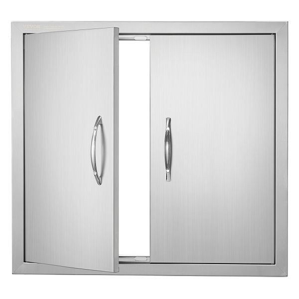VEVOR Grill-Zugangstür, 660 x 609 mm, Doppelte Außenküchentür, Vertikale Wandtür mit Griffen, SMMBSCJMYS266WJ57V0