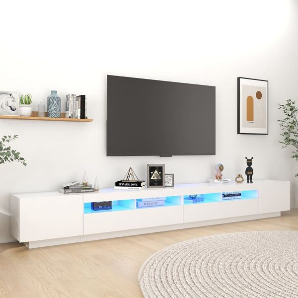 vidaXL TV-Schrank mit LED-Leuchten Weiß 300x35x40 cm, 3081924
