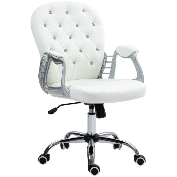 Vinsetto Bürostuhl, Ergonomisch Schreibtischstuhl mit Armlehne, Gepolsterter Rückenlehne Weiß, 921-169V03WT