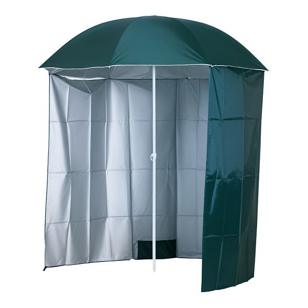 Outsunny Sonnenschirm Strandschirm Sonnenschutz mit Seitenwand Strand Polyester Dunkelgrün 2,2 x H2,2m, 84D-038GN