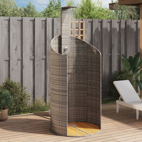 vidaXL Gartendusche Grau 100x100x241,5 cm Poly Rattan Akazienholz, 368213
