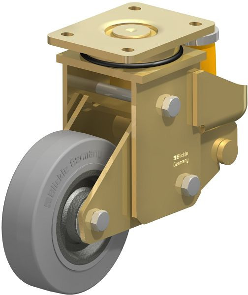 Blickle LSFE-SE 160K-SG Stahlgeschweißte Schwerlast-Lenkrolle mit Polyurethanfeder, Elastik-Vollgummi, Grau, 431049