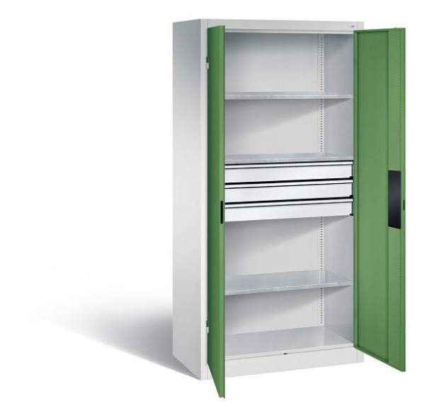 C+P Werkzeugschrank Acurado, H1950xB930xT500mm, Farbe: Lichtgrau / Resedagrün, Muldengriff, 8921-5230 S10141
