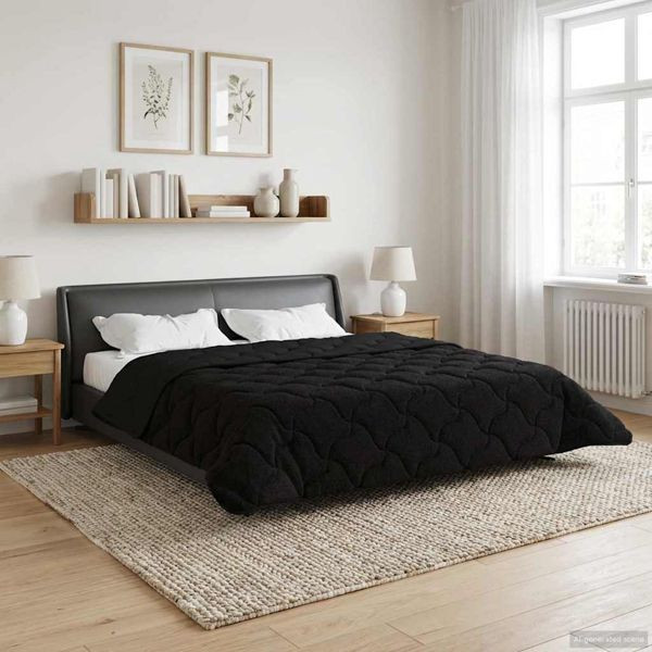 vidaXL Winterbettdecke 200 x 220 cm Winter Schwarz Atmungsaktiv, 42026333