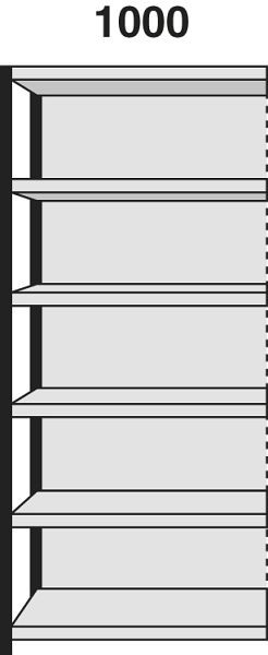 Kerkmann Regalfeld Stora 100, B 1000 x T 300 x H 2250 mm, silber/lichtgrau, 51256014
