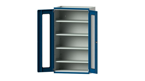 ANKE Werkbänke Schwerlastschrank, Modell 101, 1085 x 630 x 1950 mm, Sichtausschnitt aus Plexiglas, RAL 7035/5010, 620.031