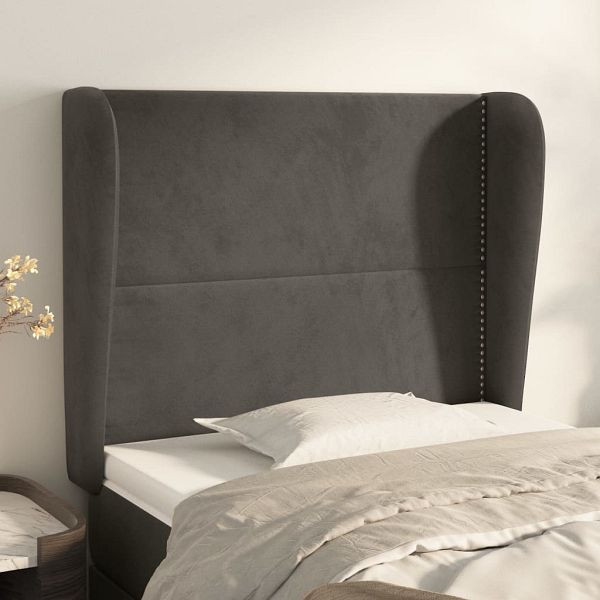 vidaXL Kopfteil mit Ohren Dunkelgrau 93x23x118/128 cm Samt, 3117853