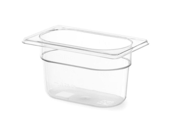 Hendi GN Behälter 1/9, 1 L, PC (Polykarbonat), LxBxH: 176x108x100 mm, Transparent, 861820