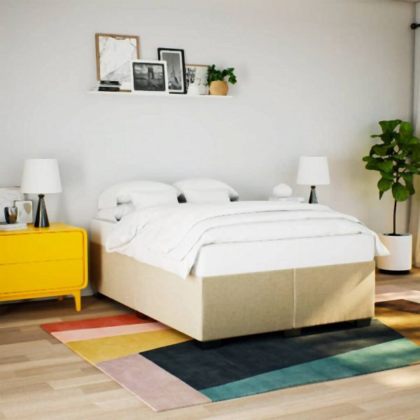 vidaXL Bettgestell ohne Matratze Creme 140x200 cm Stoff, 3284483