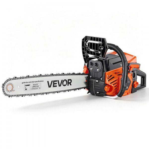 VEVOR Benzin-Kettensäge 508 mm, 58 ccm, 2,2 kW, 2-Takt, 11.500 U/min, 2 Tanks, rutschfester Griff, RQLJSKOZKECC264BB001V0