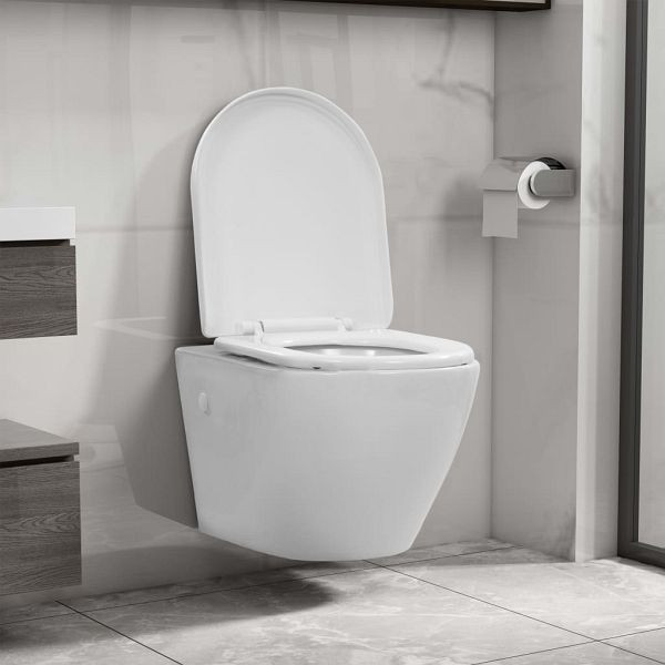 vidaXL Wand-WC ohne Spülrand Keramik Weiß, 145237