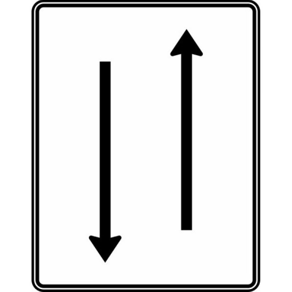 Stein HGS Fahrstreifentafel mit Gegenverkehr, 1-streifig in Fahrt- und Gegenrichtung, 1250x1600mm, RA2, Flachform 2mm, ohne Entfernungsangabe, 522-30-121