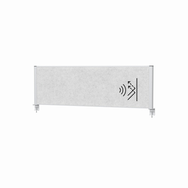 MAUL Tisch-Trennwand MAULconnecto 160x50 cm Akustik hell, silberner Rahmen, 9752695