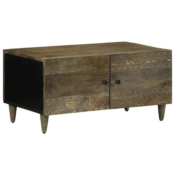 vidaXL Couchtisch Hellgrau 80x50x40 cm Massivholz Mango, 4017797