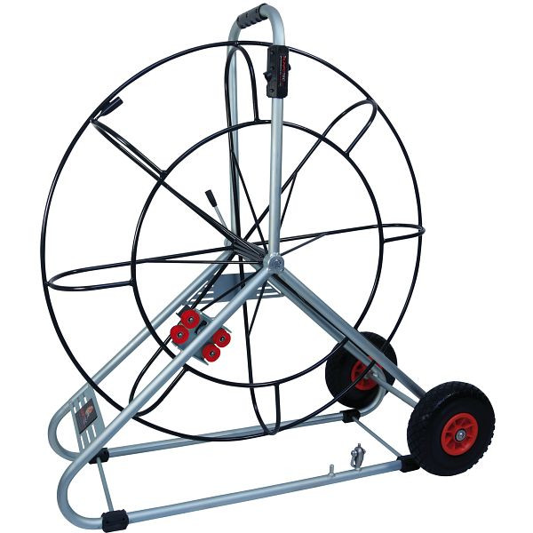 Runpotec Stahlhaspel pulverbeschichtet für Durchmesser 15 mm Glasfaserstab 1400 mm- fahrbar mit Meterzähler, 20497