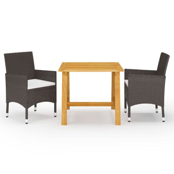 vidaXL 3-tlg. Garten-Essgruppe Braun, Massivholz, 3068686