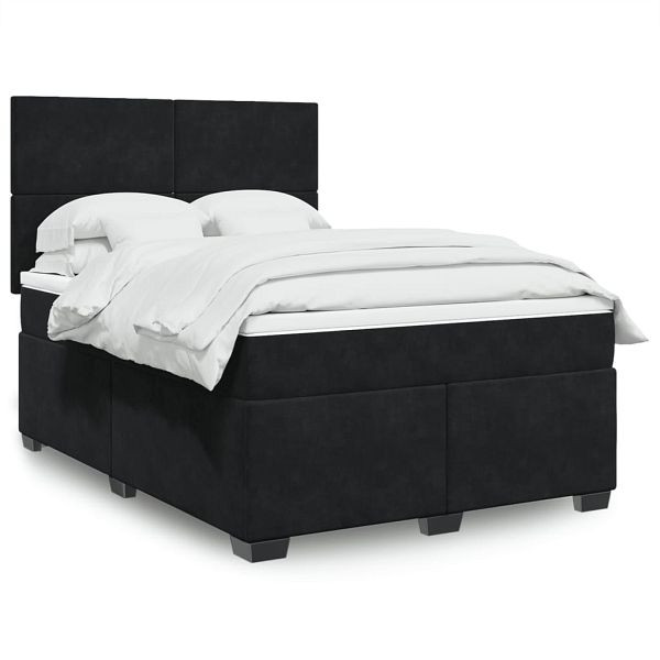 vidaXL Boxspringbett mit Matratze Schwarz 140x190 cm Samt, 3293202
