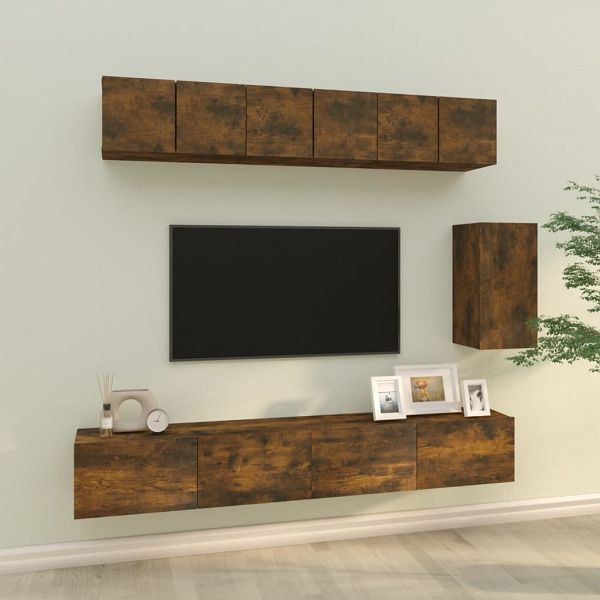 vidaXL 6-teilig TV-Schrank-Set Räuchereiche Holzwerkstoff, 3114619, 8720287107651