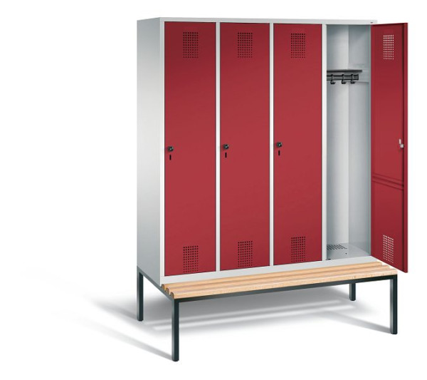 C+P Garderobenschrank Evolo, H2090xB1590xT815mm, Farbe: Lichtgrau / Rubinrot, 48050-42 S10011