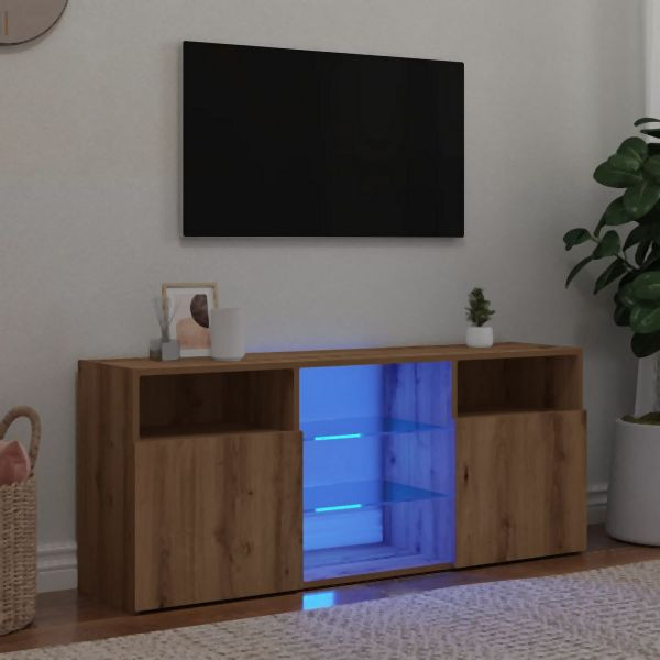 vidaXL TV-Schrank mit LED-Leuchten Artisan-Eiche 120x30x50 cm, 856352