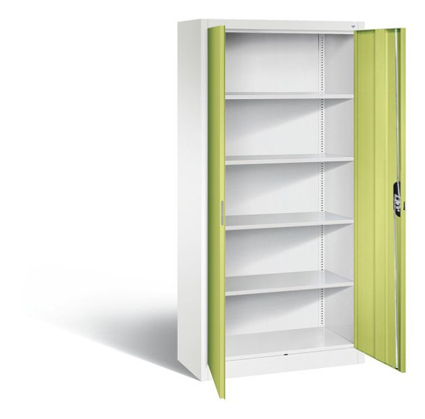 C+P Büroschrank Acurado, H1950xB930xT400mm, Farbe: Verkehrsweiß / Viridingrün, Muldengriff, 5 OH, 9260-000 S11800