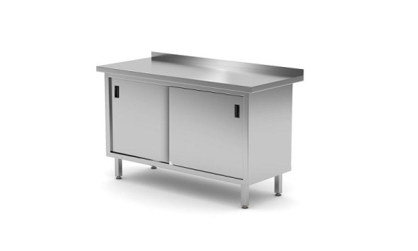 Hendi Arbeitstischschrank mit Schiebetüren, verschweißt, 1400 x 600 x 850 mm, 811672