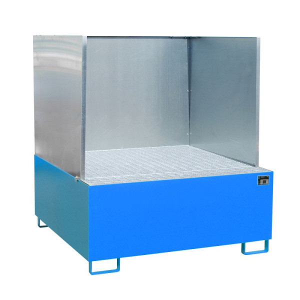 STEIN HGS Auffangwanne AW/SW, mit Spritzschutzwand, 1000 Liter, RAL 5012 lichtblau, Gesamthöhe 1630 mm, lackiert, 1 IBC 1000 Liter, 79189.0015