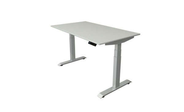 Kerkmann Sitz-Stehtisch B 1400 x T 800 mm, elektrisch höhenverstellbar von 640-1290 mm, lichtgrau, (Montage), 10041011-1