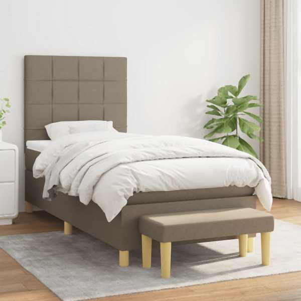 vidaXL Boxspringbett mit Matratze Taupe 80x200 cm Stoff, 3137113
