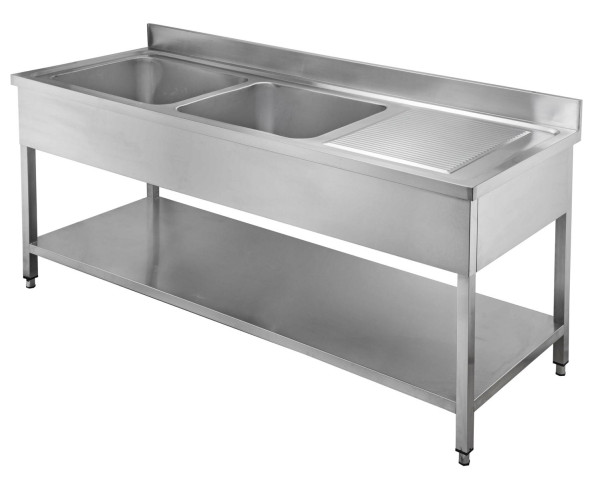 bergman PROFILINE Spültisch 700 mit 2 Becken links und Abtropffläche B1600, 65676