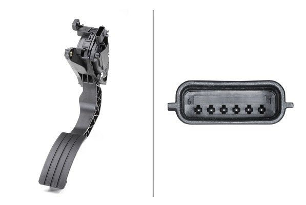 HELLA Sensor, Fahrpedalstellung, für Linkslenker, 6-polig, Automatikgetriebe, 6PV 009 978-711