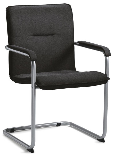 Deskin Besucherschwinger 1, Gestell alusilber, Bezug Echtleder, Farbe schwarz, 236277