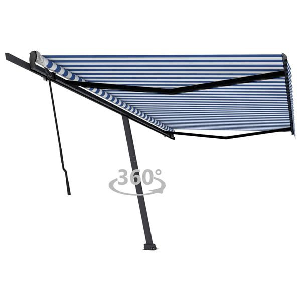 vidaXL Standmarkise Manuell Einziehbar 500x350 cm Blau/Weiß, 3069856