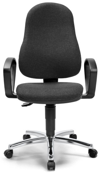 Deskin Bürostuhl COMFORT P mit Armlehnen, Anthrazit, 800 x 600 x 330 mm, Gestell: Verchromt, 333329