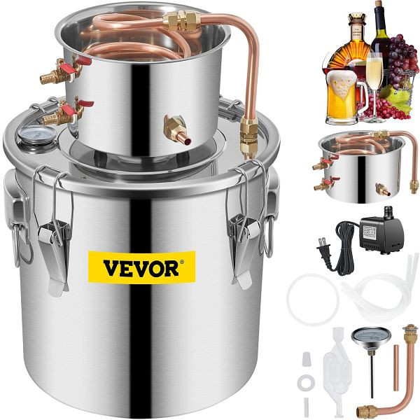 VEVOR Alkohol Destillieranlage Destilliergerät 11,4 L Haus Wein Destillierpumpe, ZLSJ3GALDTDB00001V2