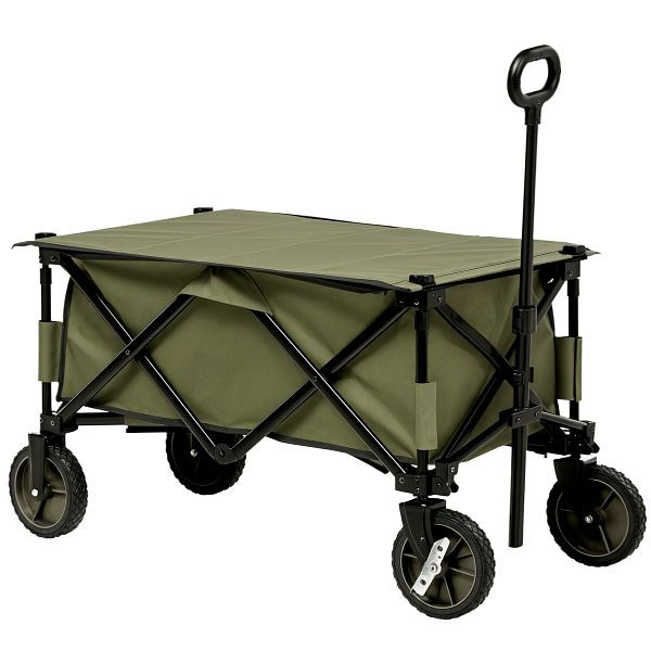 Outsunny Bollerwagen, klappbar, 5 Seitentaschen, verstellbarer Griff, bis 120 kg belastbar, Stahl, 108 x 55 x 93 cm, Grün, 845-853V00GN