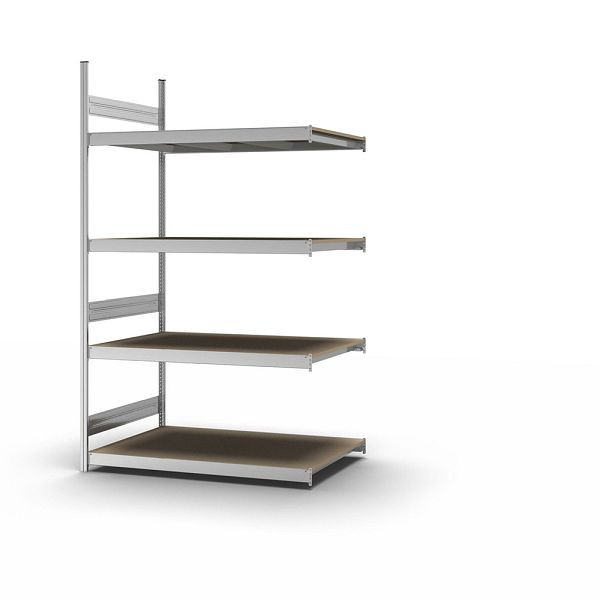 hofe Großfach-Anbauregal, 2500x800x1500 mm, 4 Fachebenen, Spanplatte verzinkt, 350 kg Fachlast, 1750 kg Feldlast, zweiseitige Bedienung, GZA25815S