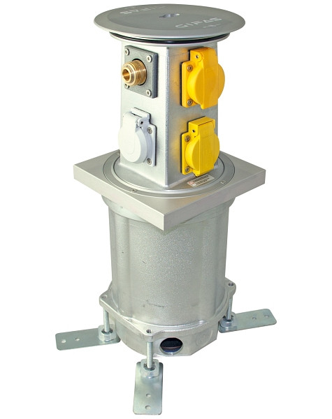 GIFAS Bodensteckdose Typ MASSO 8000, Aussenbereich, 3x Schuko / 1x FI/LS 16/0,03A, IP67 (geschlossen), Aluminium, 840959