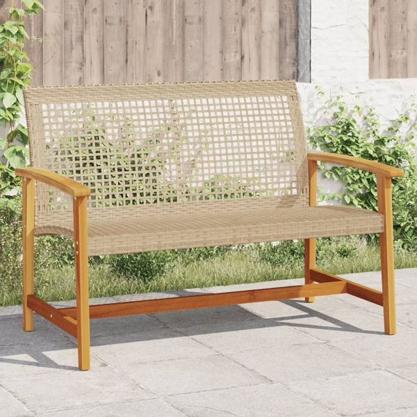 vidaXL Gartenbank Beige 112 cm Poly Rattan und Akazienholz, 367600