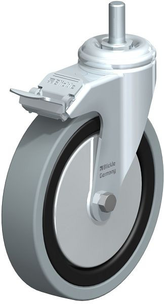 Blickle LKRA-VPA 150K-FI-FA-GS12 Apparate-Lenkrolle mit Gewindestift & Feststeller, Vollgummi, Grau, 325431