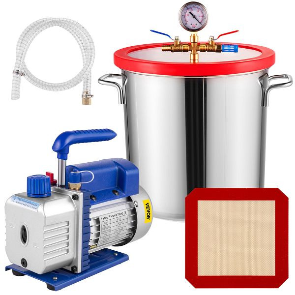 VEVOR 5 Gallone Vakuumkammer mit 3 CFM Vakuumpumpe 84 L/Min Konditionierung 1/4 PS, QCKTZKB3CFM1-4J5TV2